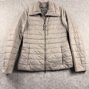 Geox Respira Thermore Puffer Jacket Womens 6 Taupe Gray Quilted Zip W3420G